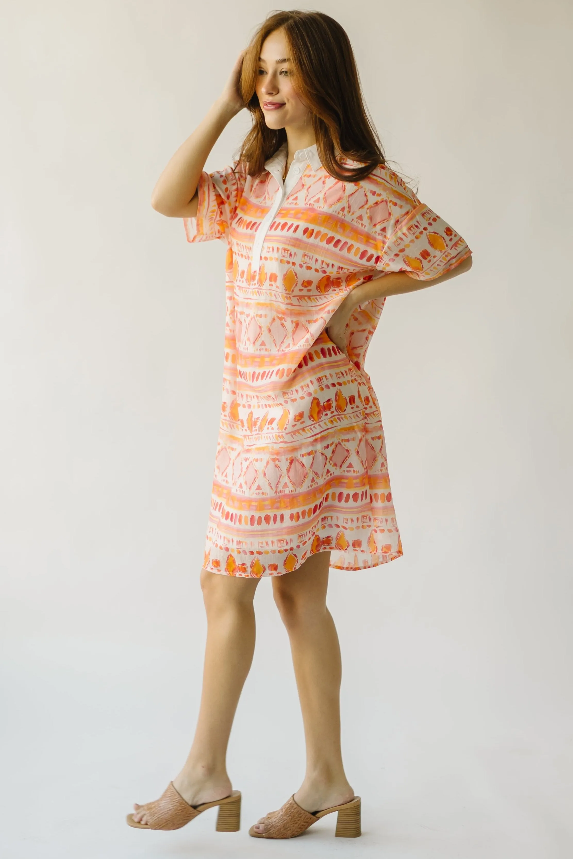 The Yellville Abstract Dress in Orange Multi