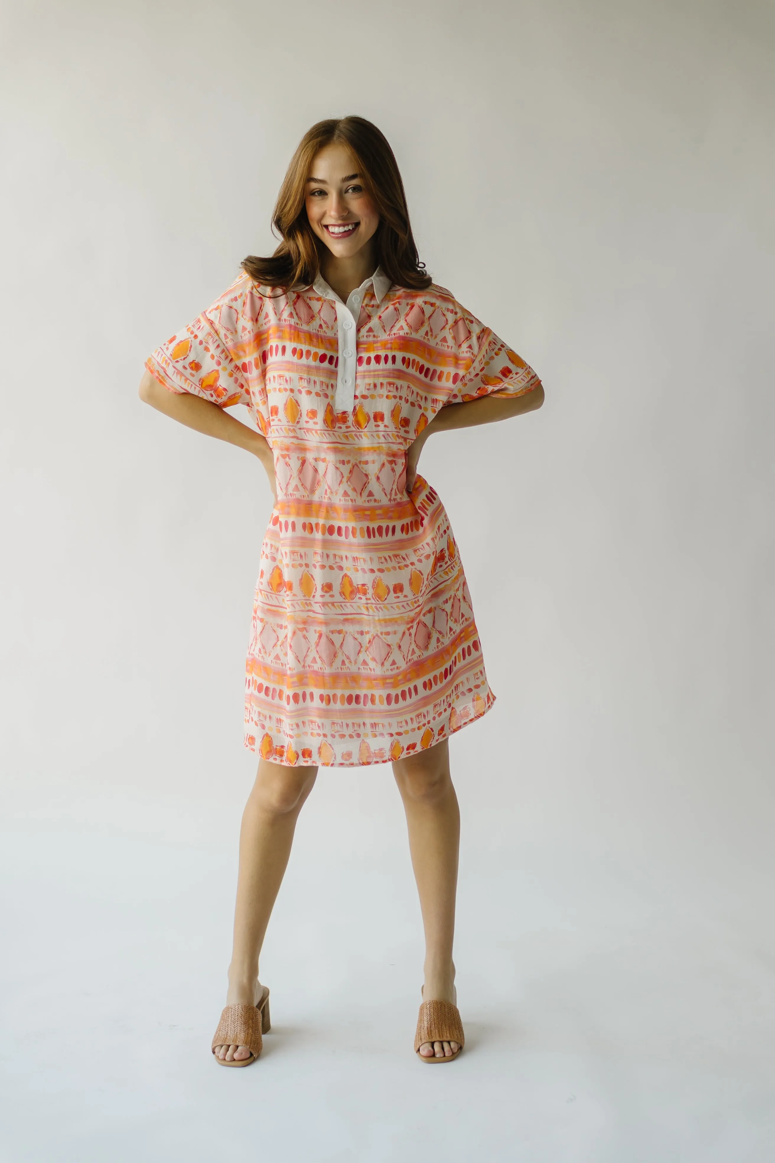 The Yellville Abstract Dress in Orange Multi