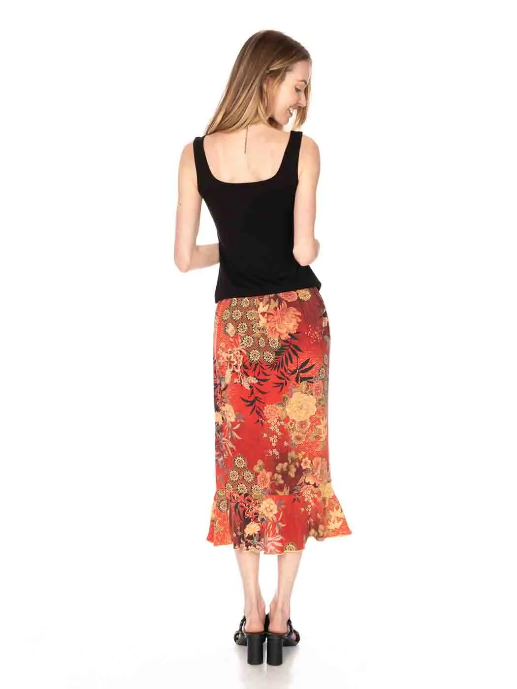 Tianello "Sakura Nights" Washable Silk Tulip Skirt