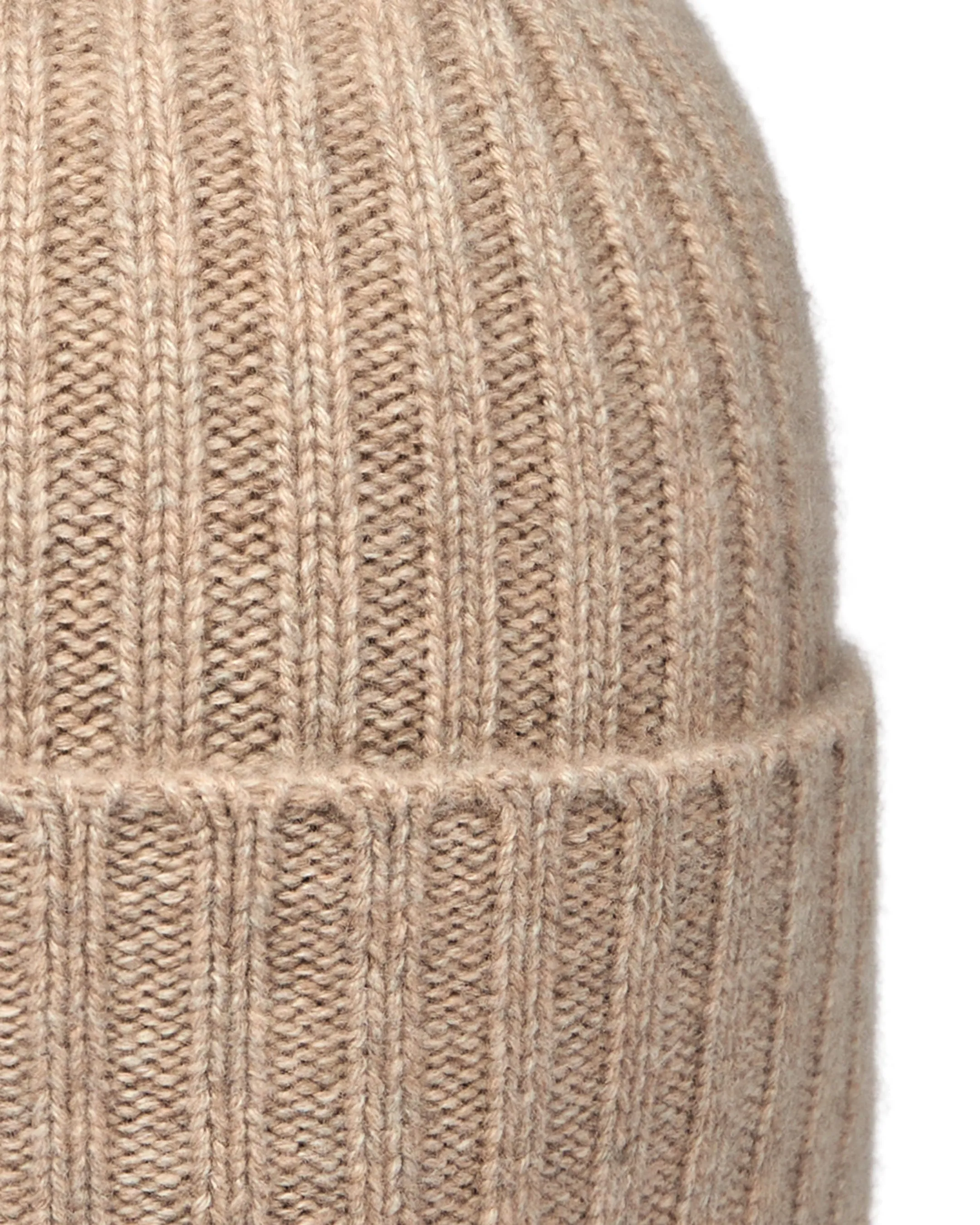 Unisex Chunky Ribbed Cashmere Hat Oatmeal Brown