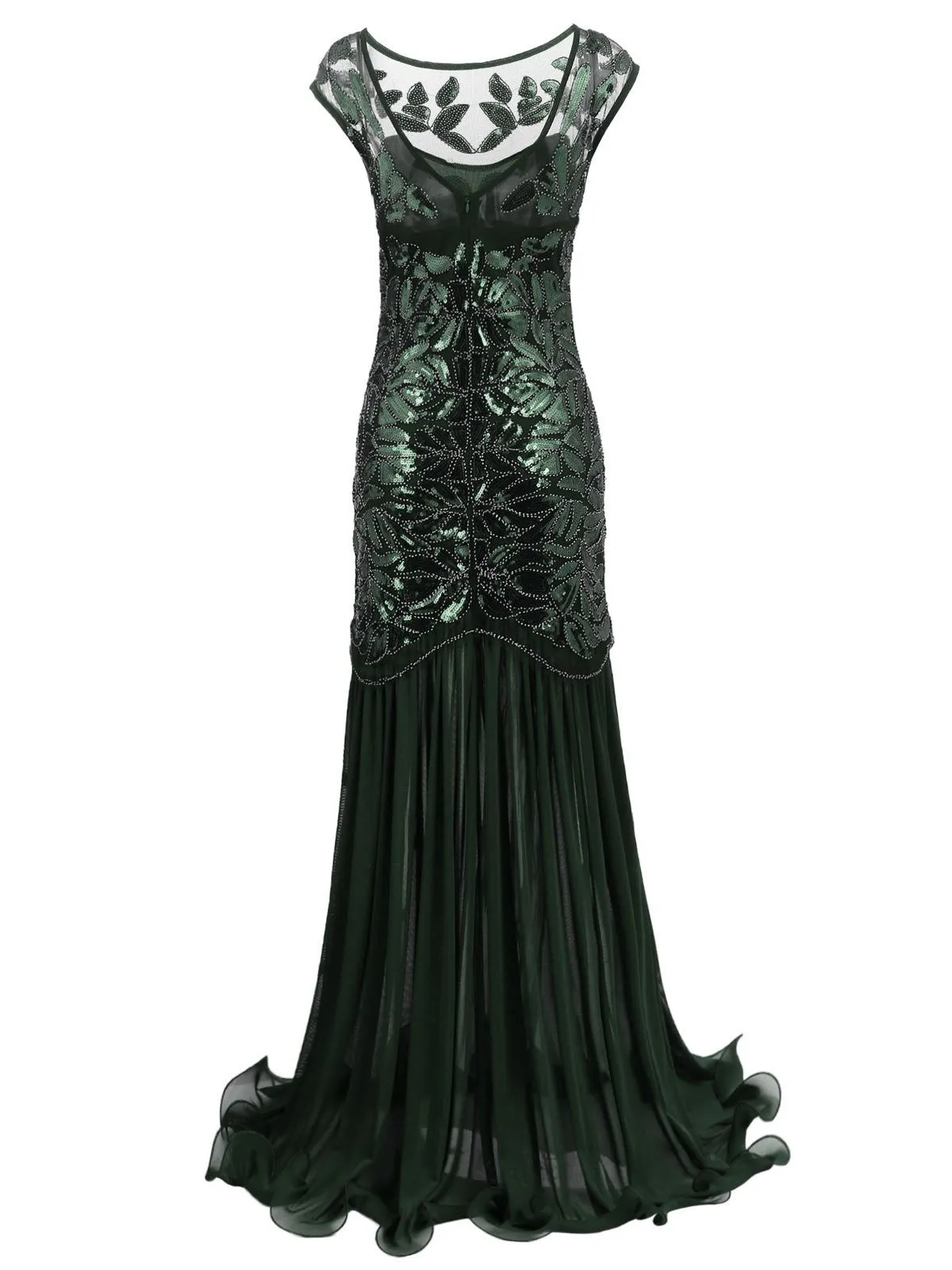 [US Warehouse] Green 1920s Sequin Maxi Flapper Dress