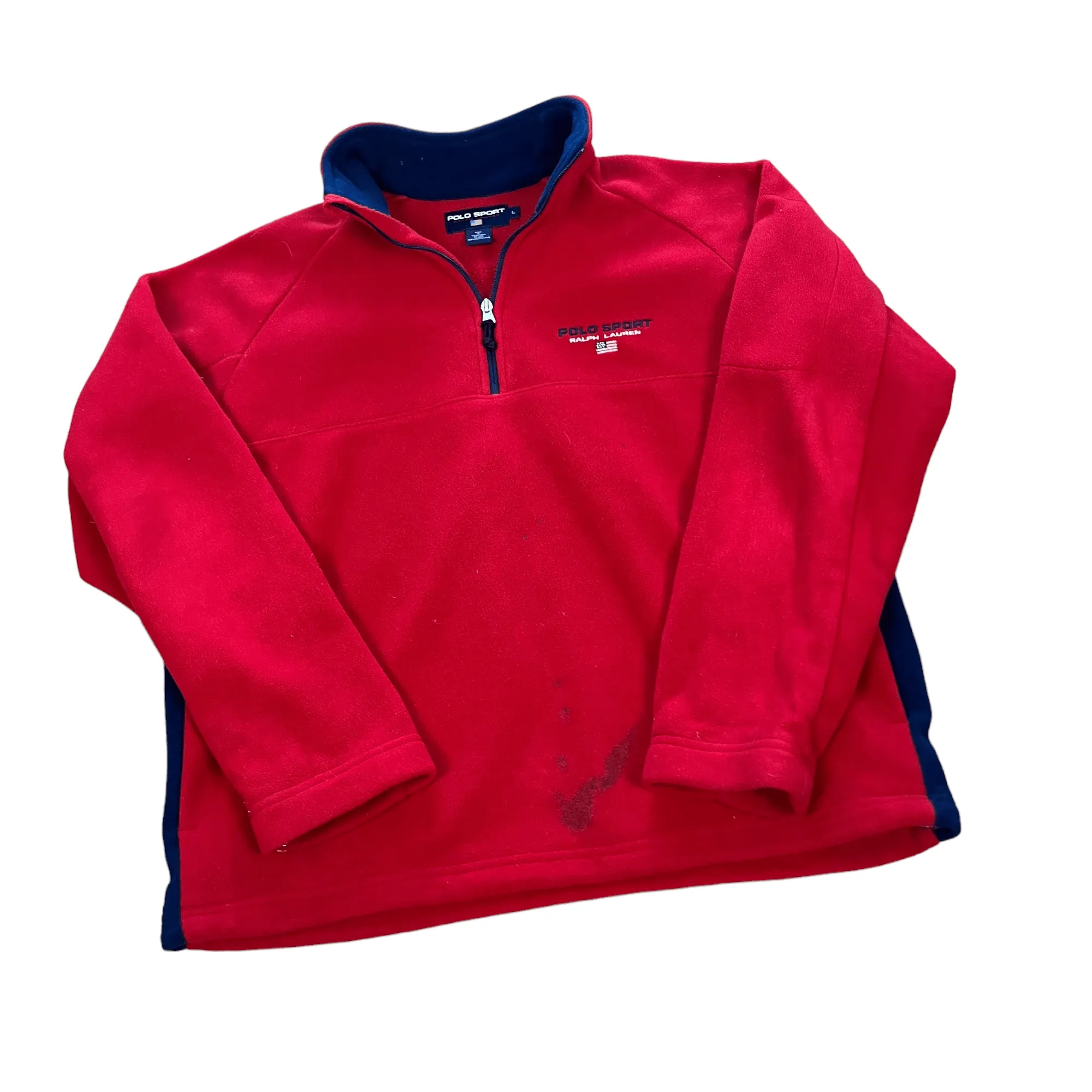 Vintage 90s Red Ralph Lauren Polo Sport Quarter Zip Fleece - Large