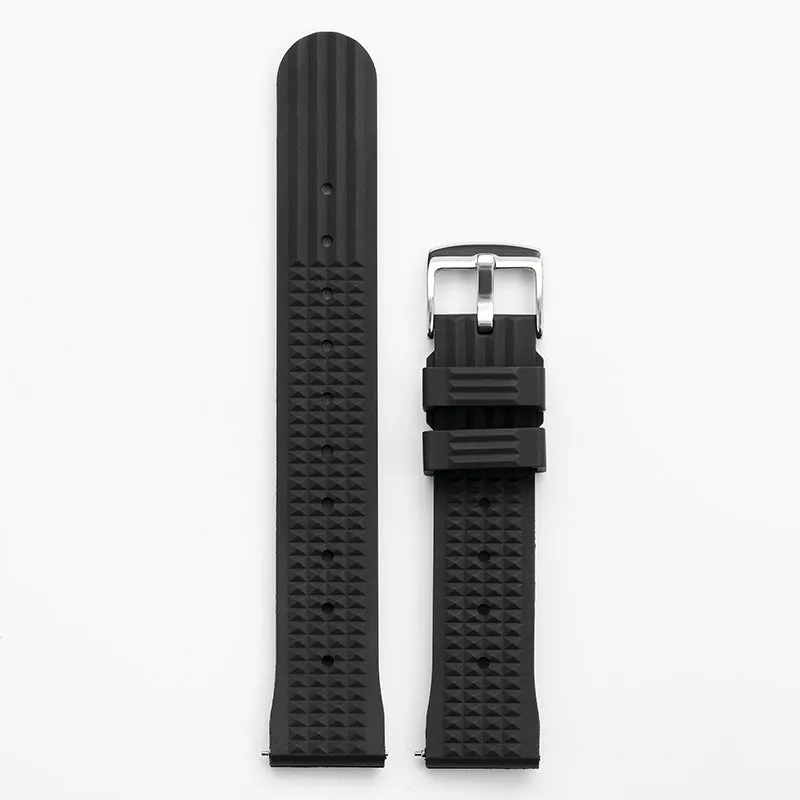 Watchdives Easy Release Waffle Style FKM Rubber Watchband