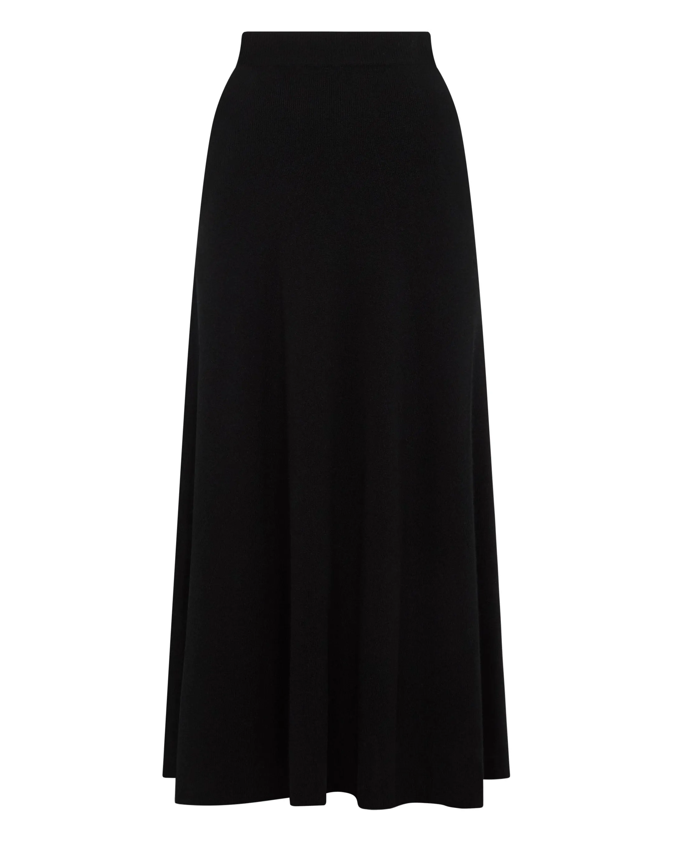 Women's Long Rib Cashmere Skirt Black