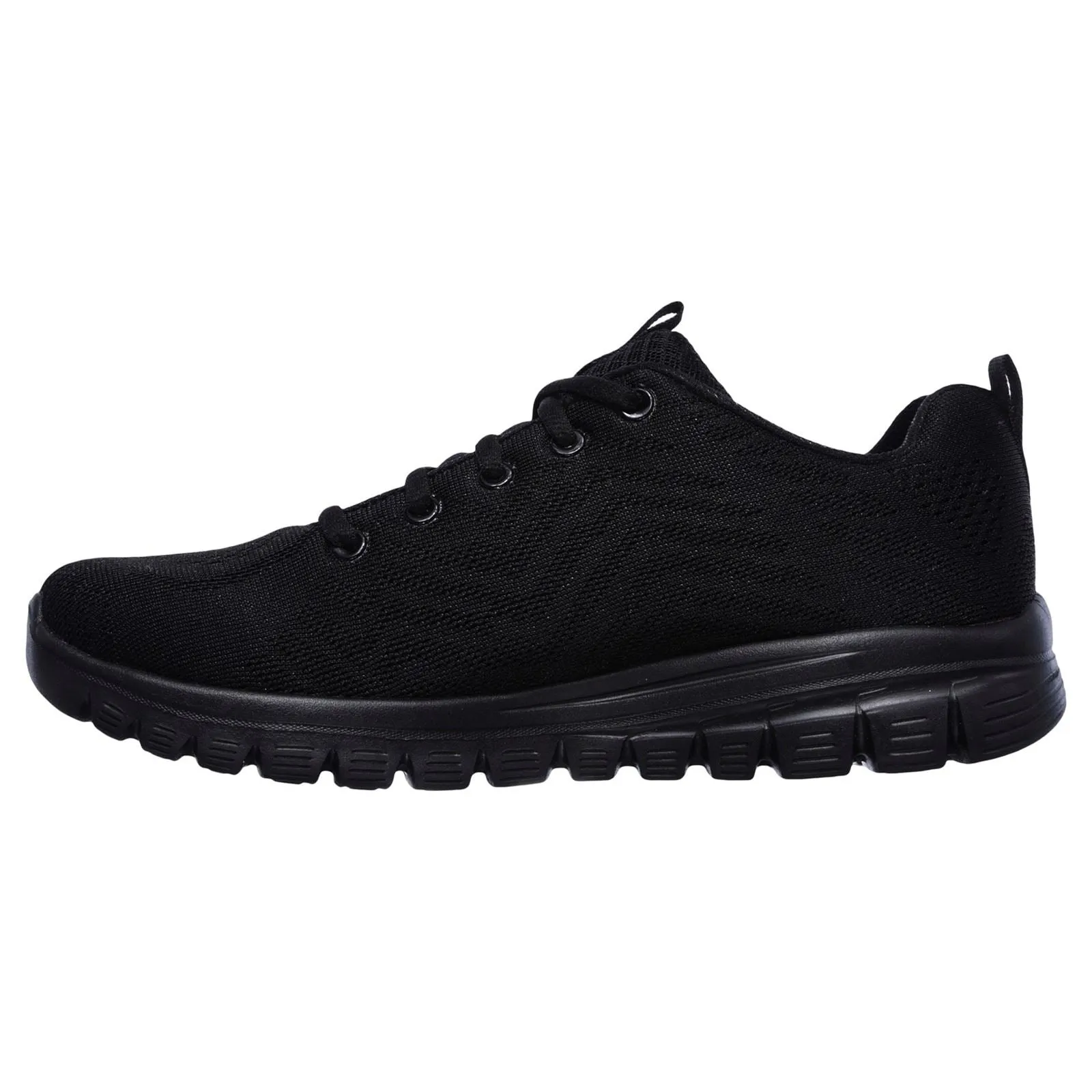 Women's Wide Fit Skechers 12615  Graceful Get Connected Sports Sneakers - Black