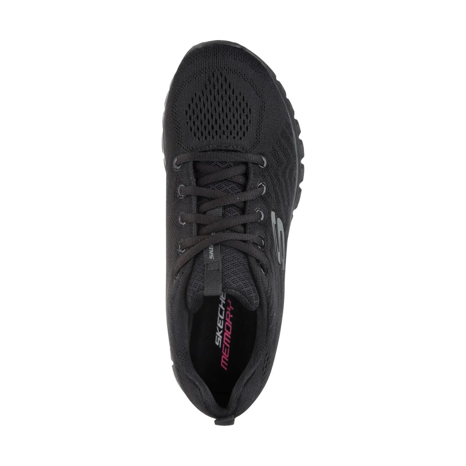 Women's Wide Fit Skechers 12615  Graceful Get Connected Sports Sneakers - Black